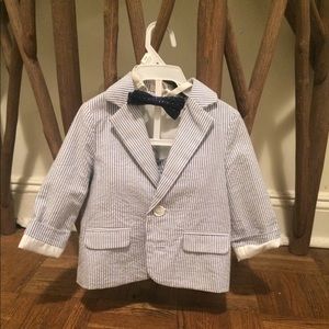 Toddlers pinstriped blazer and shorts suit.